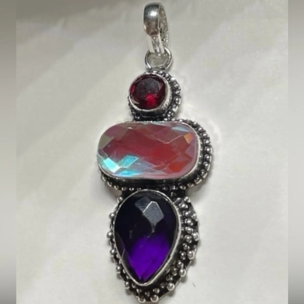 Mystic Fire Topaz/Amethyst Pendant
